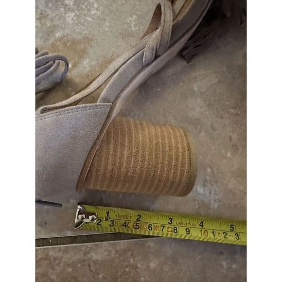 Jeffrey Campbell 9.5 Suede Fringe Tassel Block Sandals - Picture 6 of 6